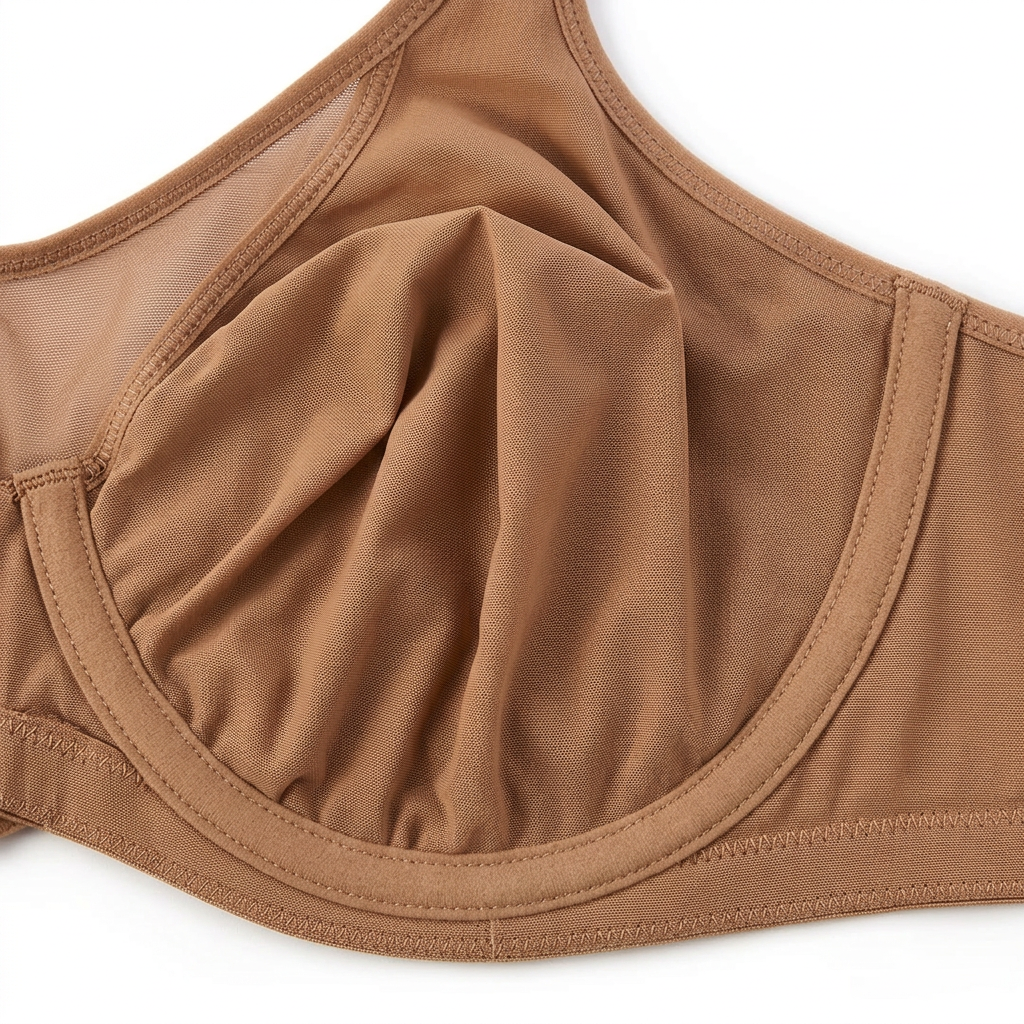 Close-up of the bra cup interior showing an unpadded construction.